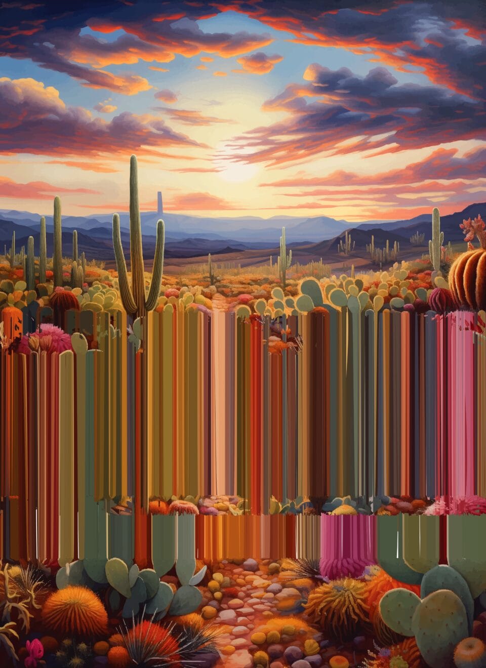 a vibrant desert landscape that extends to digital disruption