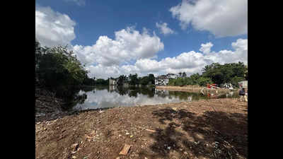 Abandoned land turns into a pond in Virugambakkam