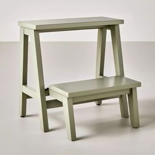 Wooden kitchen step stool, sage green