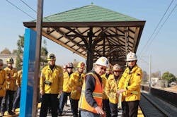 Construction Authority staff training first responders to familiarize them with the new light rail stations and corridor