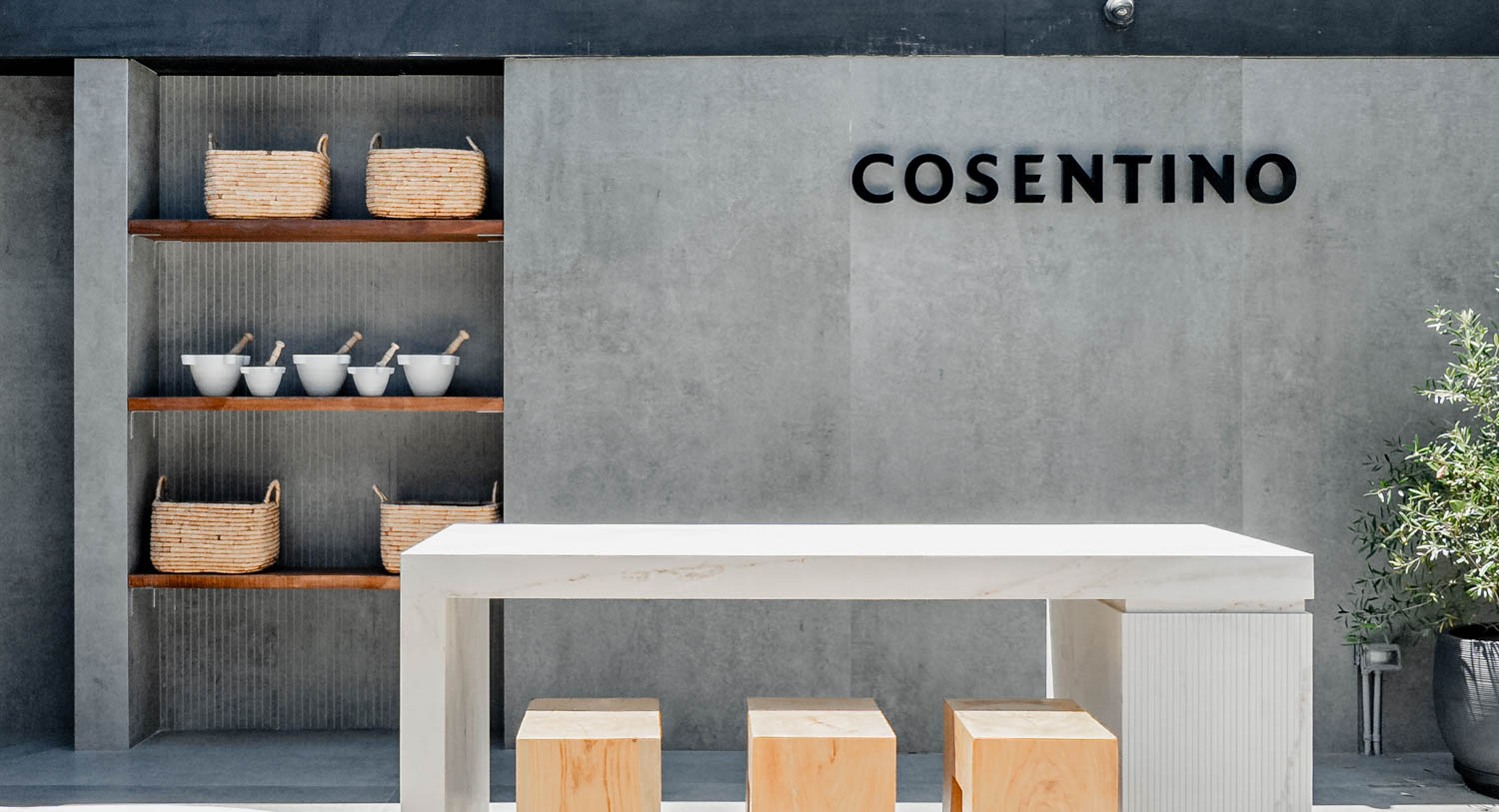 Close-up of the outdoor kitchen for Cosentino