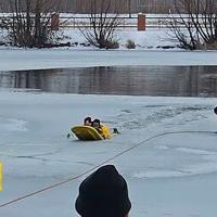 Woman and her dog fall through ice on pond, water rescue team performs successful rescue | Joplin News First