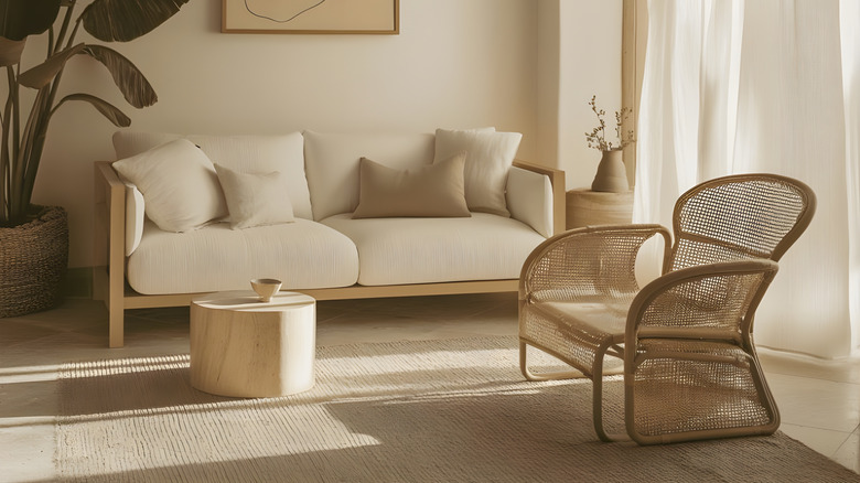 Rattan chair in a living room.