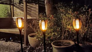 Solar flame torch lights