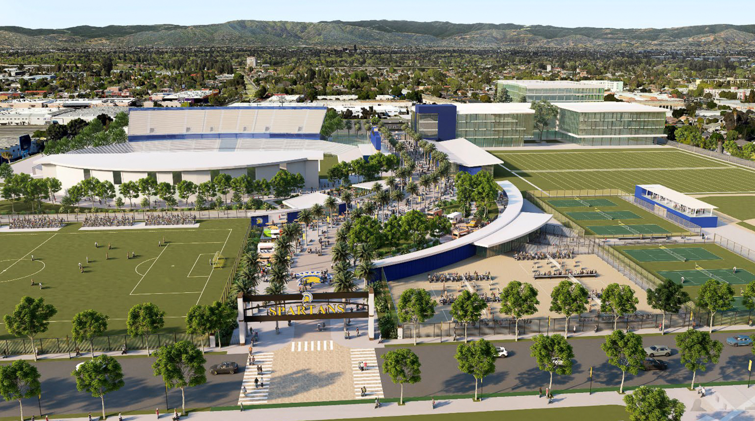 SJSU air recording of the South Campus Stadium path, representation of SJSU