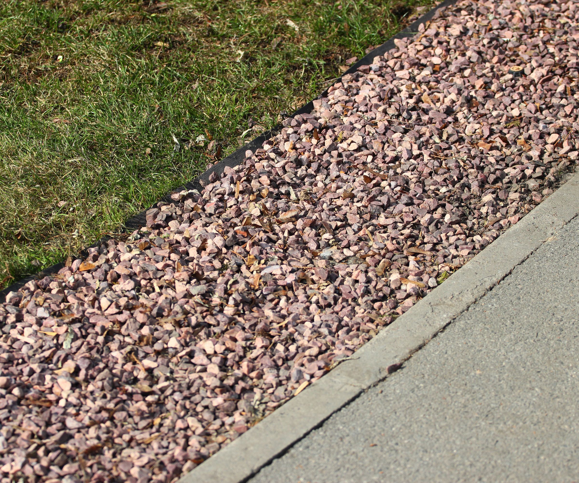 A French drain in a garden