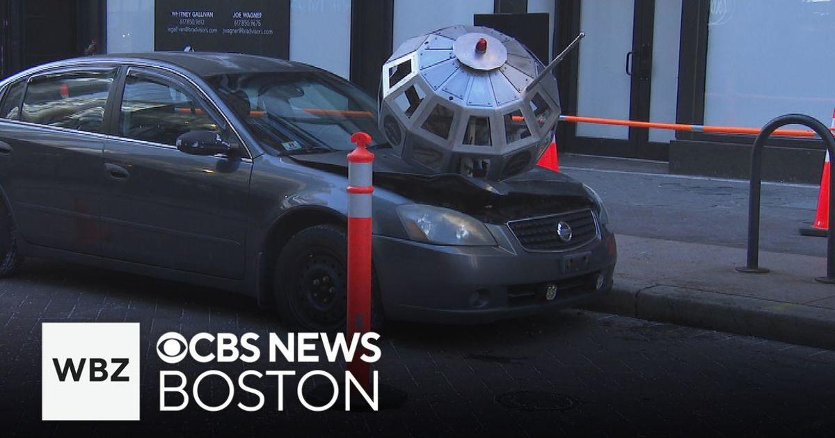 Replica of a crashed satellite in Boston as part of an art installation