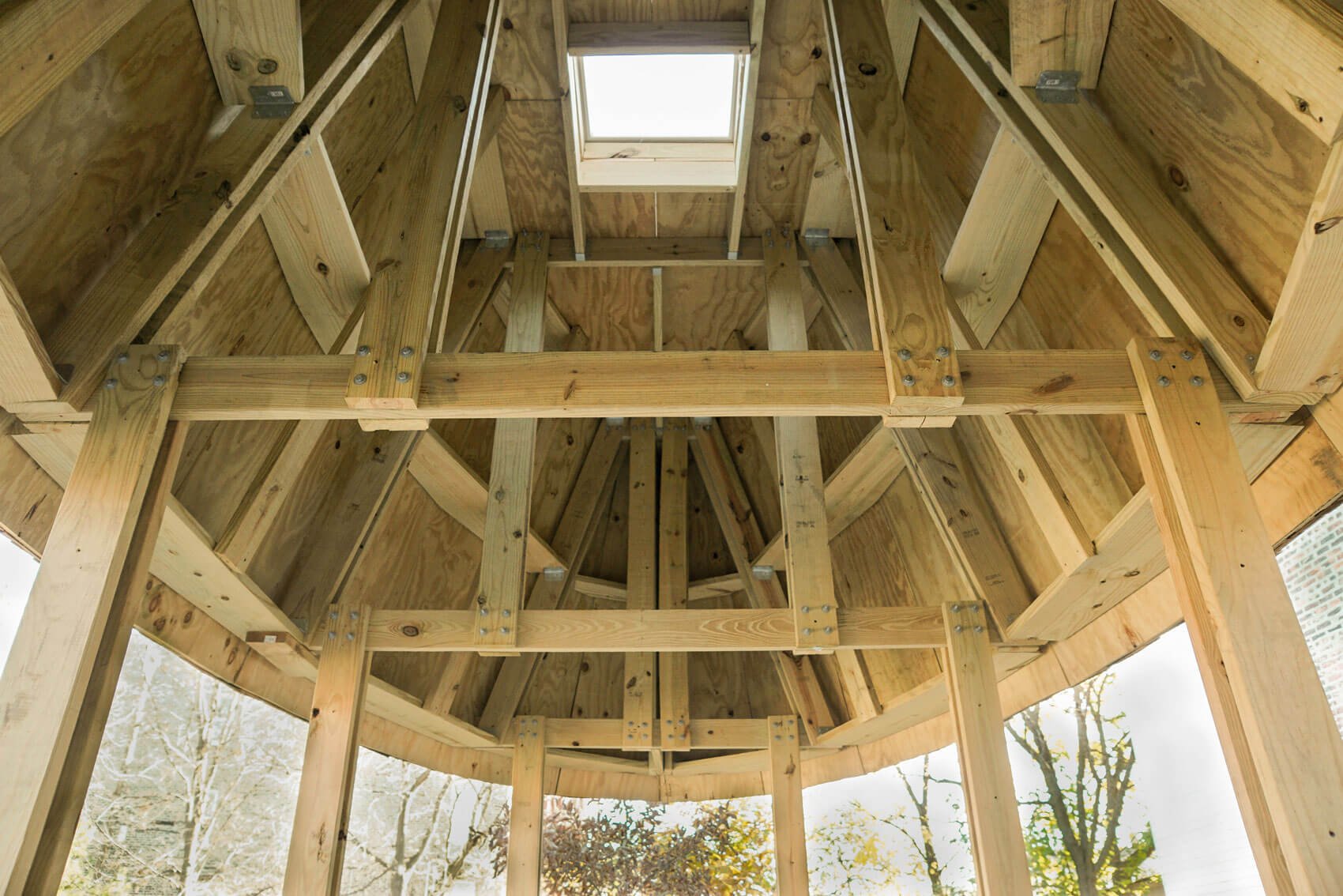 Underside of the structure that covers the terrace