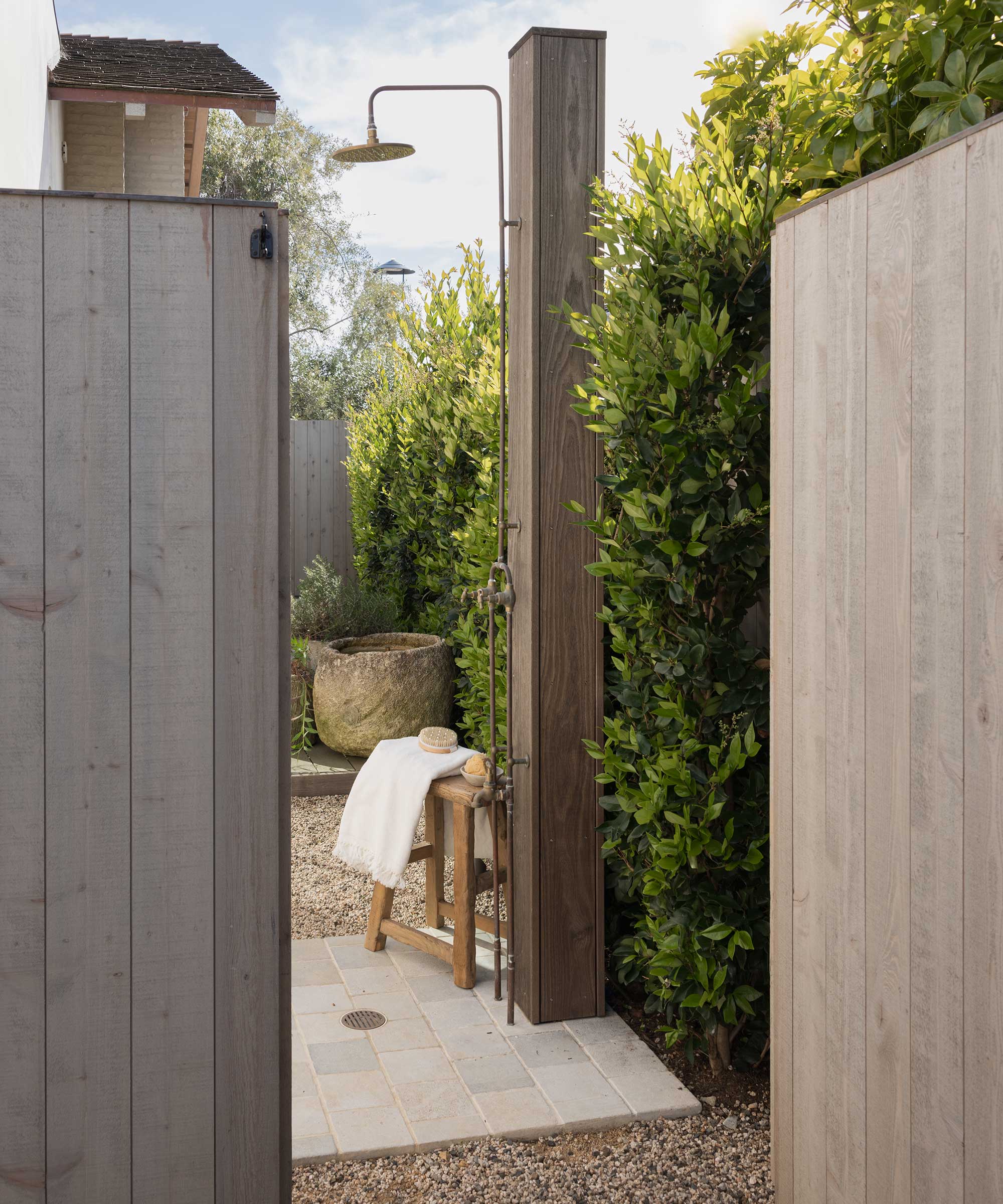 Outdoor shower in the quiet Cove project from Garden Studio Design