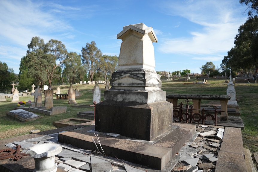 damaged cemetery