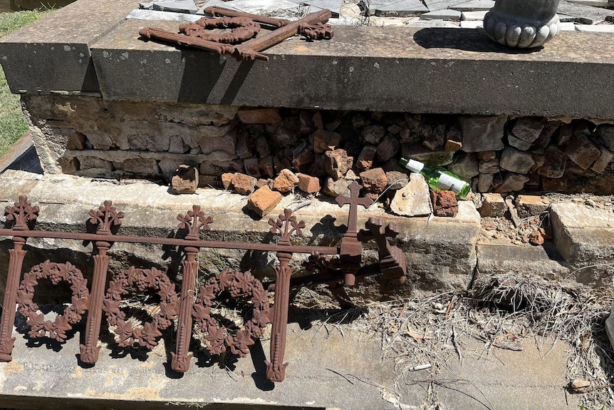 damaged tombstone 