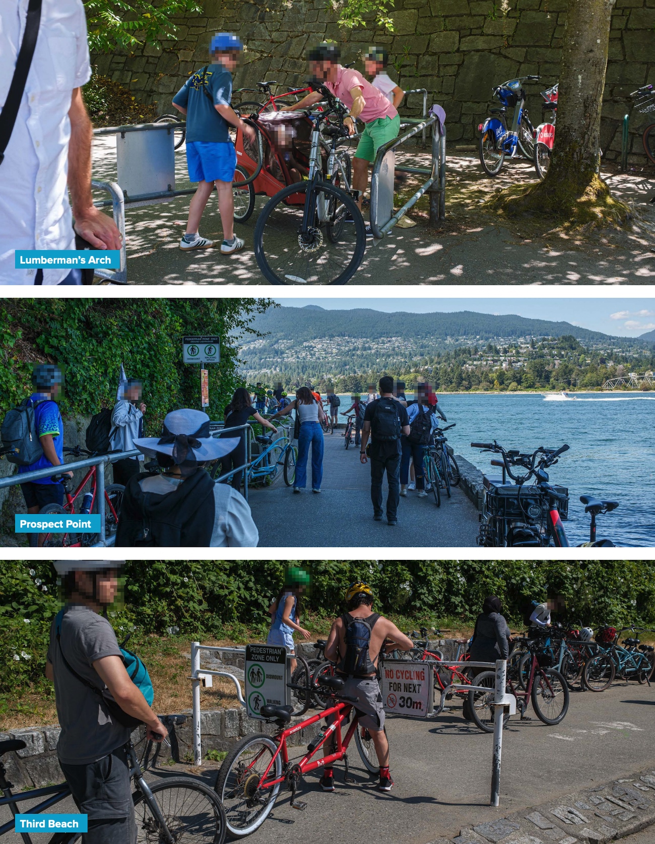 Stanley Park Seeball cyclists processes gates