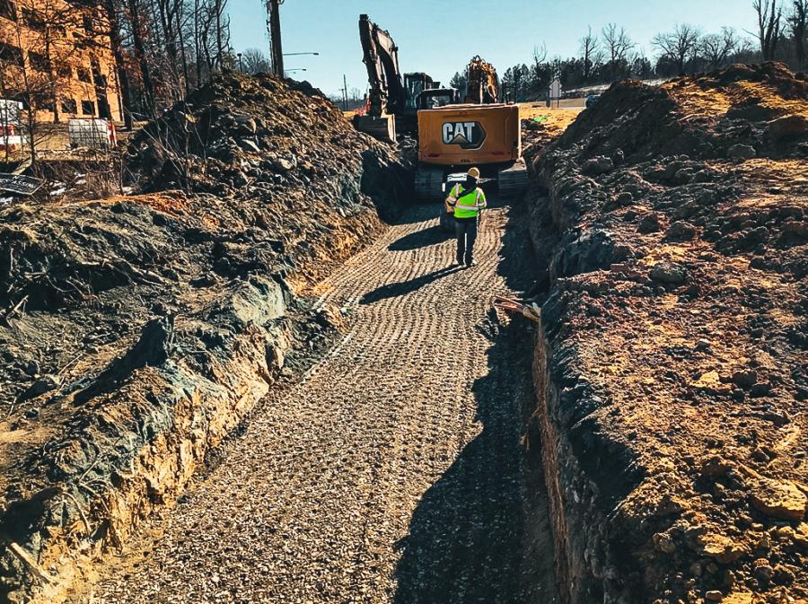 The crews over a storm outflow of the Route 4-Parkay project.
