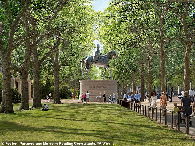 A queen of riding statue would be in a citizens' room called Queen Elizabeth II.