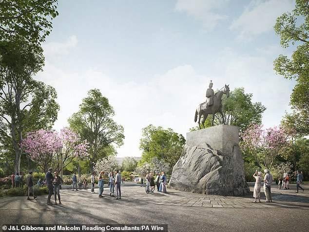 The idea of the proposal is to represent the deceased queen as the basic rock of the nation