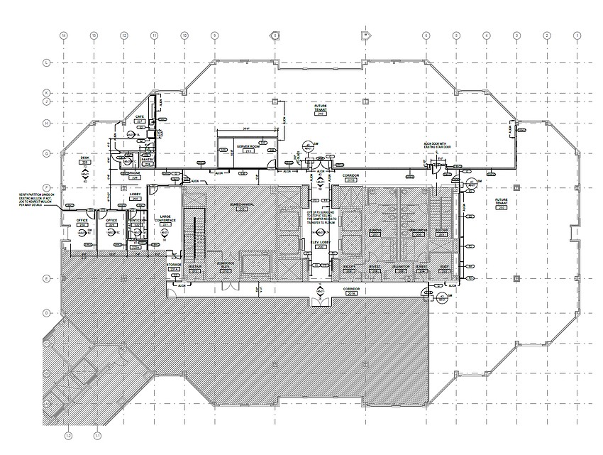 The areas in white on the second floor of The Pondry were cleared to make way for potential new tenants. Urban problems enable permission for technical space in the eight -story building of the Pondry