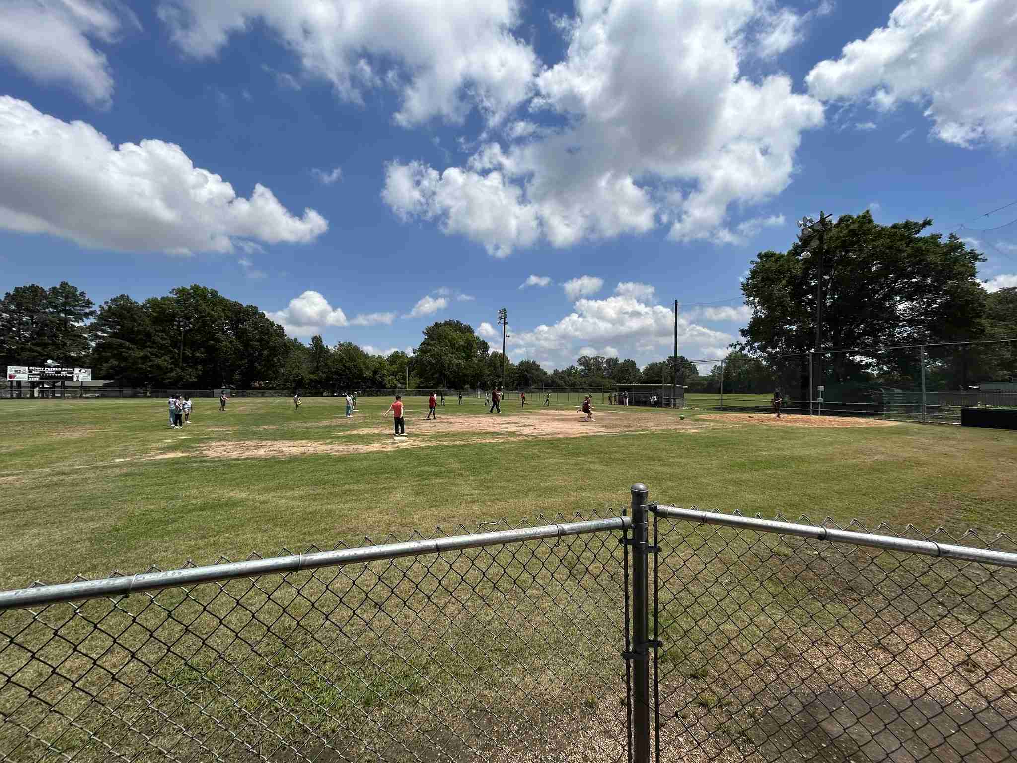 The renovation work progress on the American baseball field of Stuttgart in American Legion