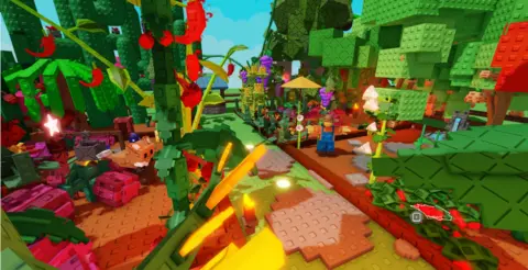Roblox A colorful garden from the Roblox game grows a garden