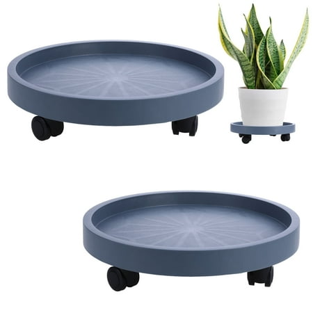 Hengguang 2PCs 14 inch plant caddy with wheels, load capacity 300 LBS large heavy pot trolley, roller system stand, pot flowers -Mover dolly with roles for inside (gray) (gray)