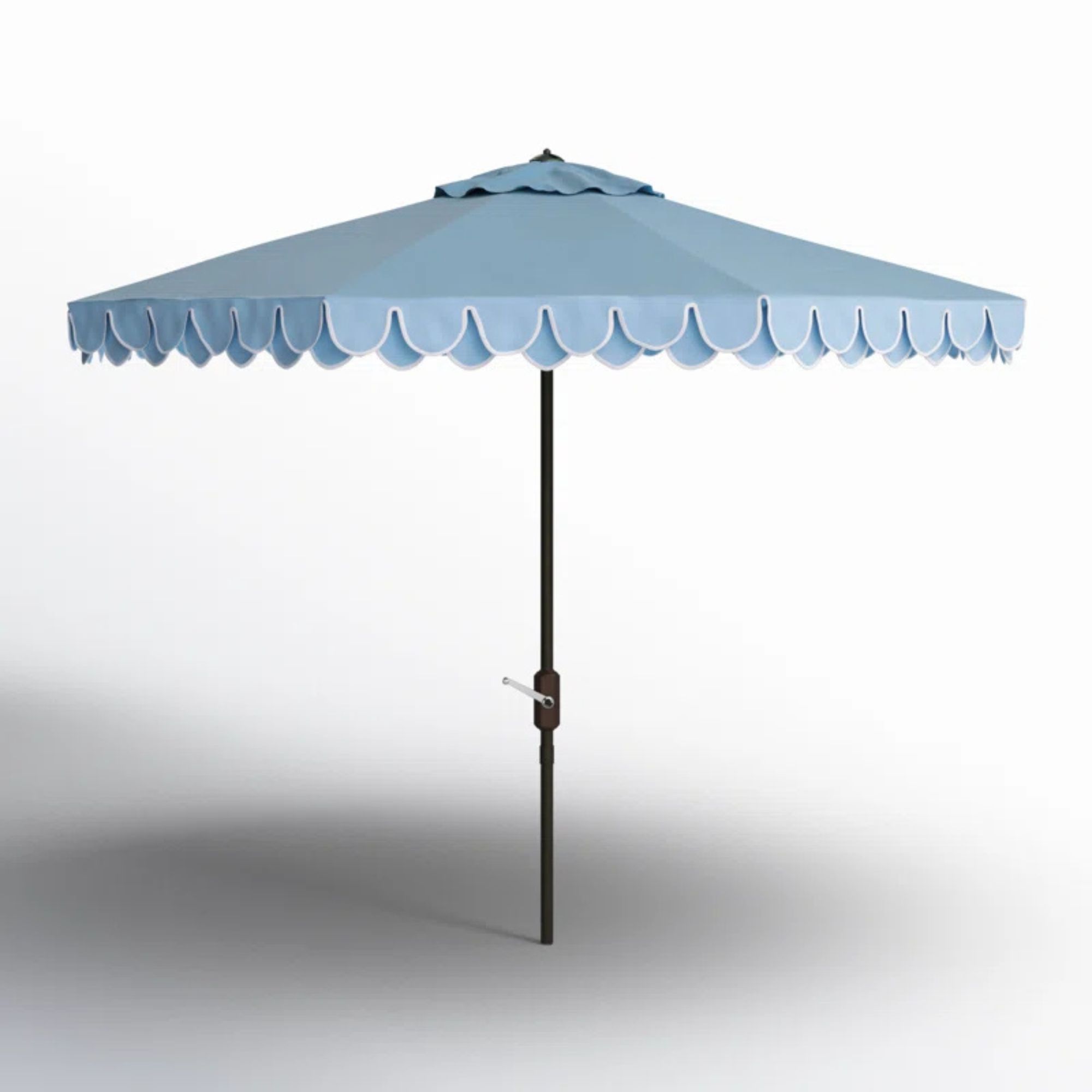 Light blue parasol with white baked edges