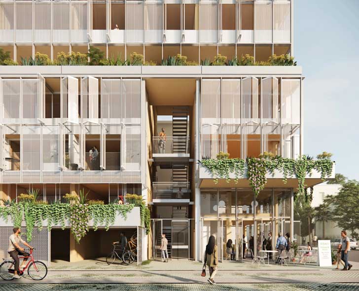 A model of Terrace Ways, an apartment building unit in Los Angeles