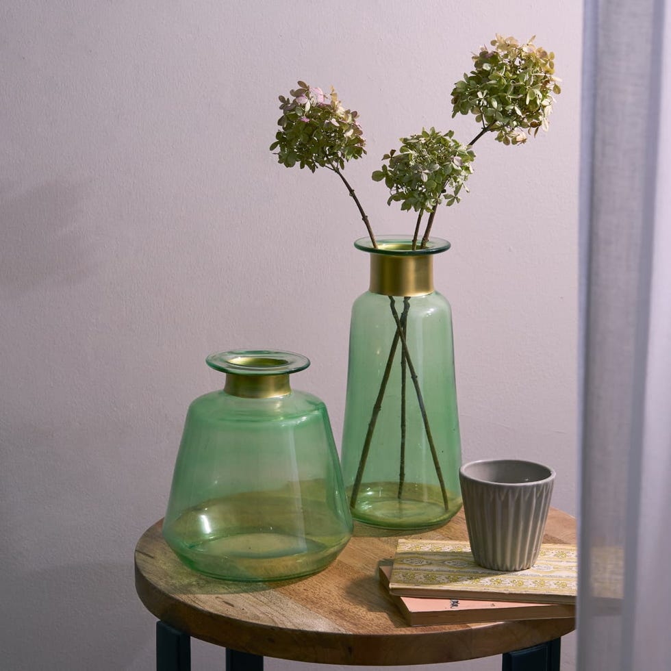 Hand -blown green glass vase Hand -blown green glass vase