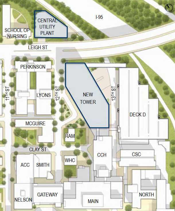VCU MCV Hospital Tower 1 conception plan