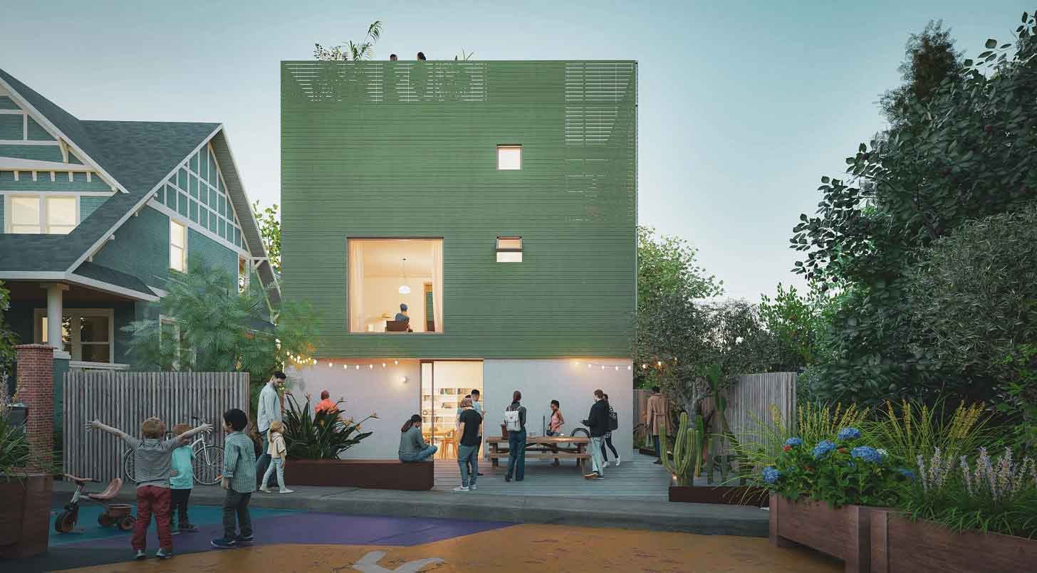 A model of a green building called Shared Steps