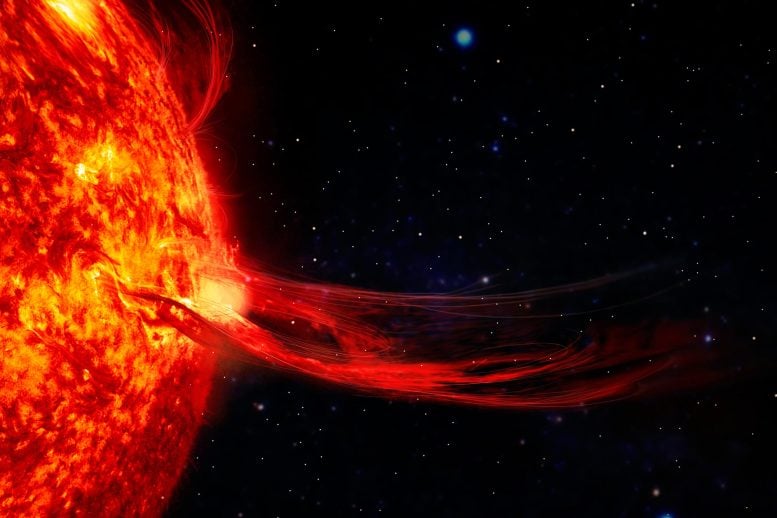 Solar power sample massive flare plasma storm