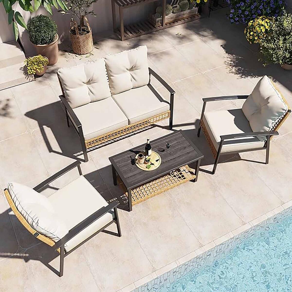 Lausaint Home 4-part terrace conversation set, comfortable oversized furniture set outdoors outdoors