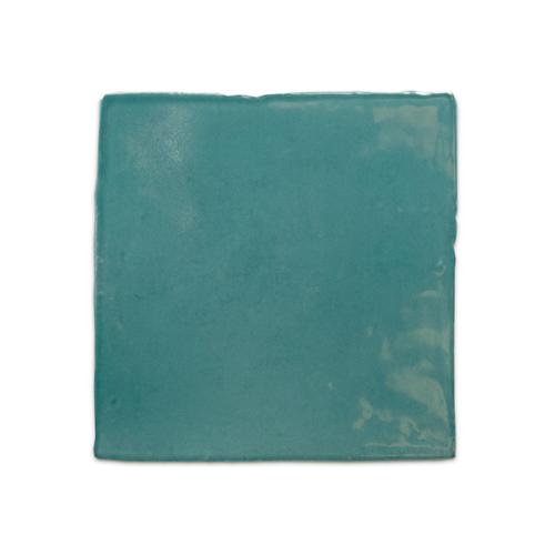 Victorian installation, rustic turquoise cell -like effect wall tiles