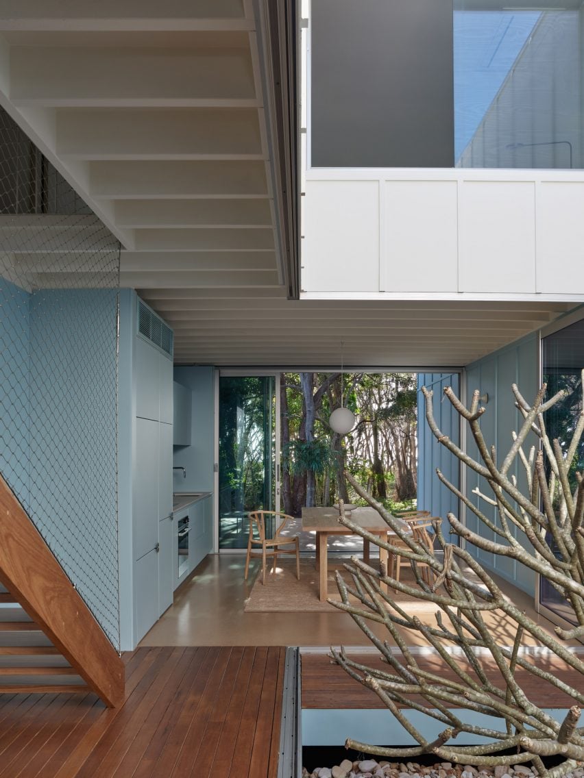 In the inner courtyard of the Australian holiday home