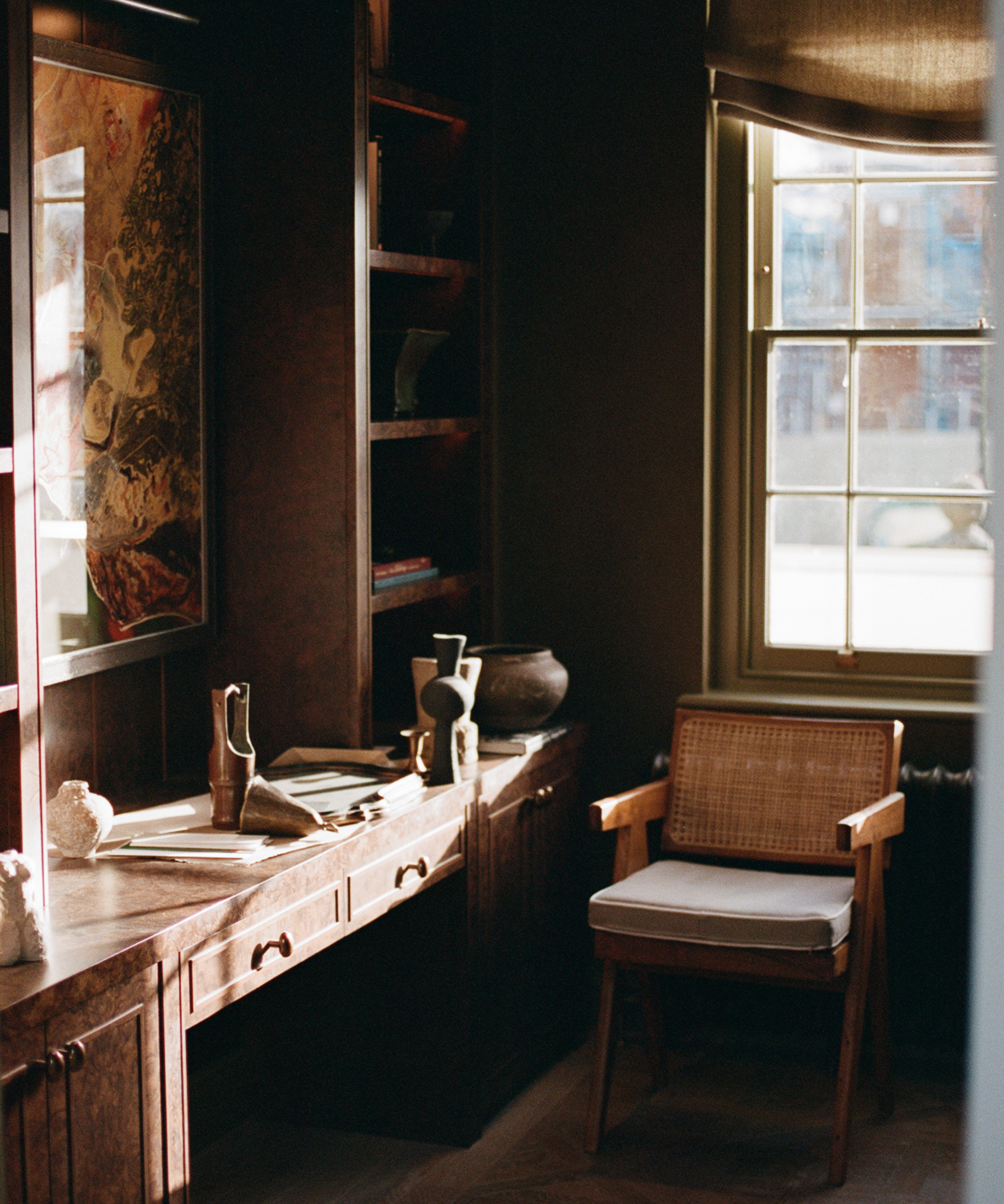 Home Office with an antique desk