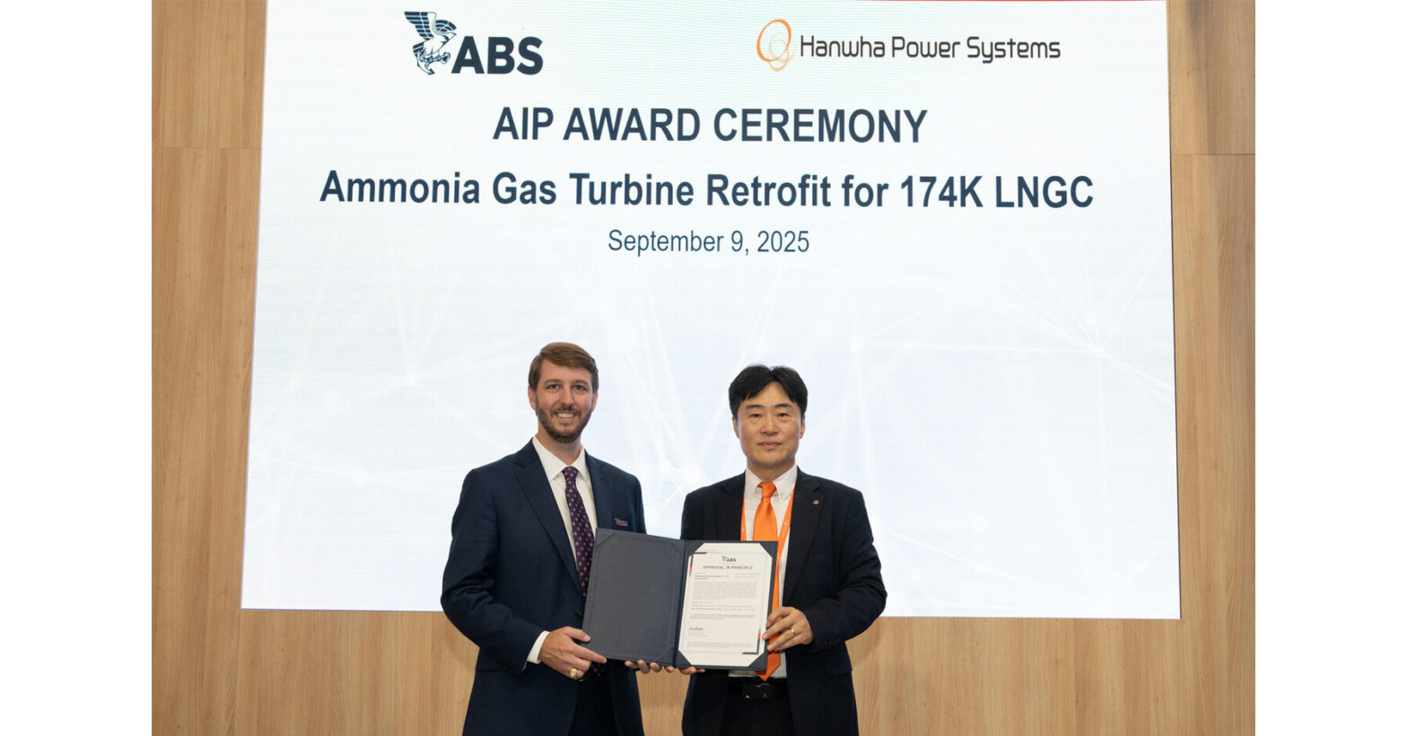 In principle (AIP), Hanwha Power Systems is retrofitted by ABS for 174,000 LNG wearers Ammonia -Brags Gasturbate