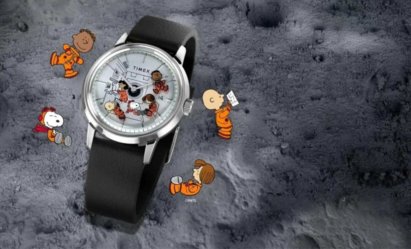 The clock that brings Snoopy into space