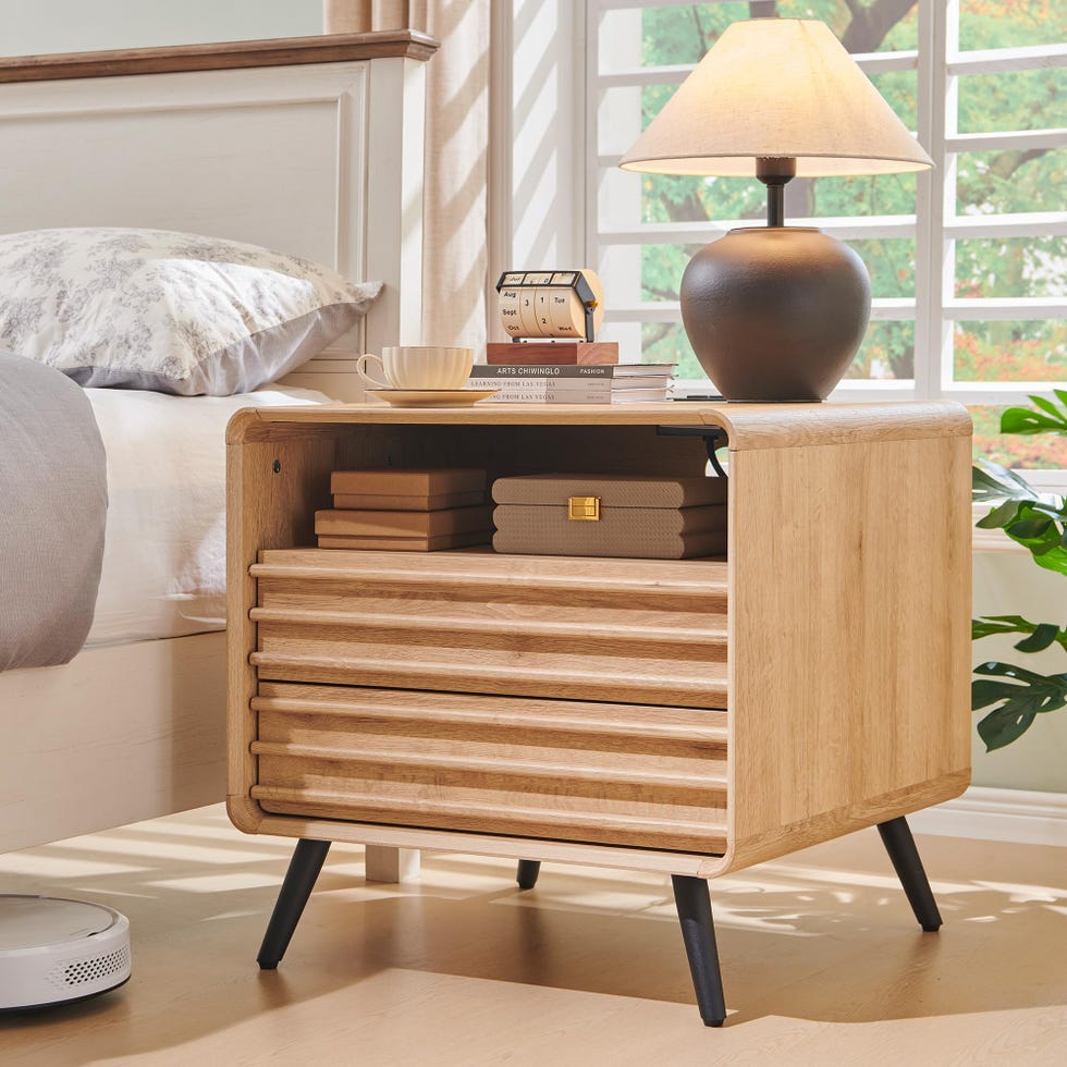 Bedside table with a charger station Bedside table with a charger station