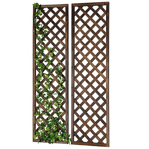Mygift Wooden Trellis Wall Hanging Large Garden Trellis for Outdoor Climbing Plants Brown Trellis Panels for Outdoor Use Set of 2