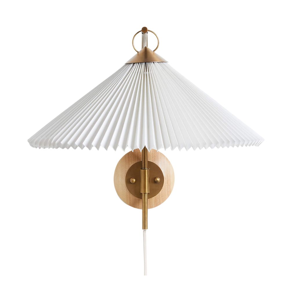 Flores plug-in wall light with pleated shade