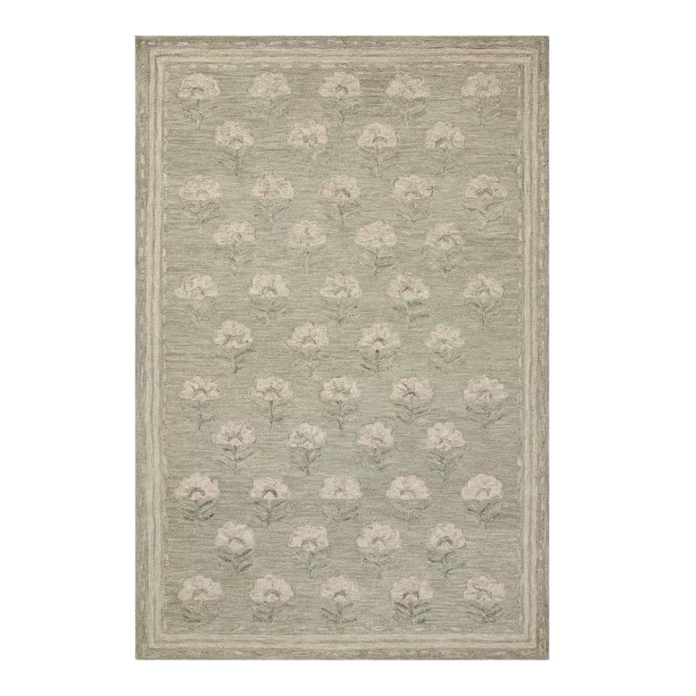 Hand-tufted wool rug Lilette Sage/Rouge