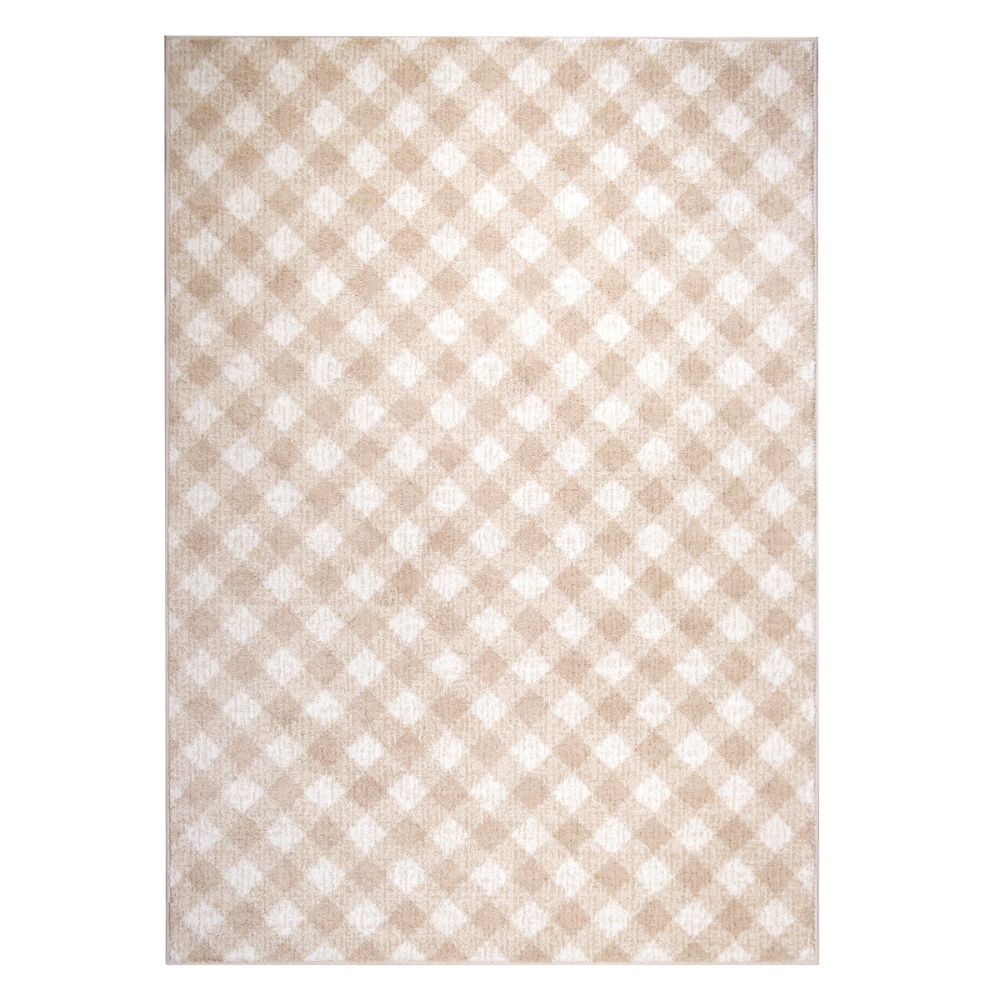 My Texas House Elmhurst Beige Checkered Rug