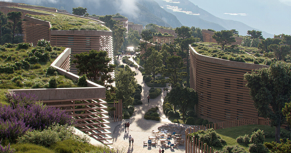 NOA is planning a walkable “Renneria” neighborhood in the Italian Dolomites