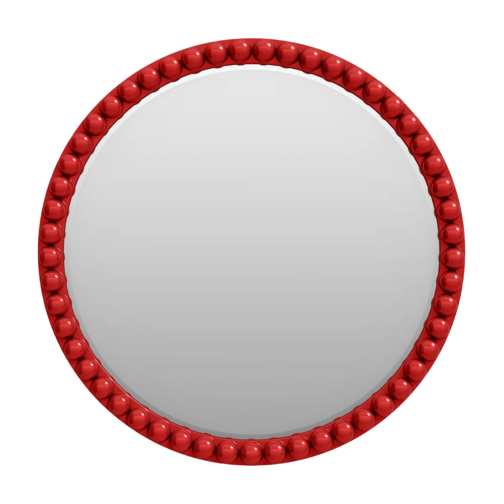 a round red mirror