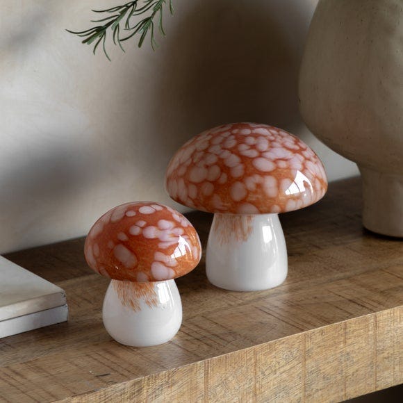 Cedar Sage Set of 2 Confetti Glass Mushroom Ornaments Cedar Sage Set of 2 Confetti Glass Mushroom Ornaments