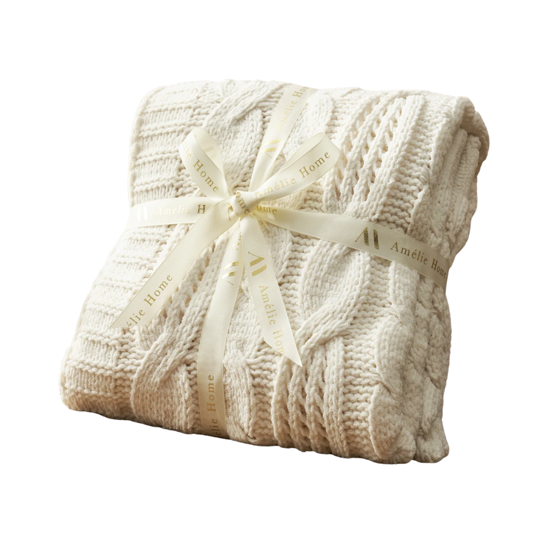 Amélie Home Elegant chenille cable knit throw blanket, soft and soft. Breathable decorative blanket for couch, sofa and bed & reviews | Wayfair