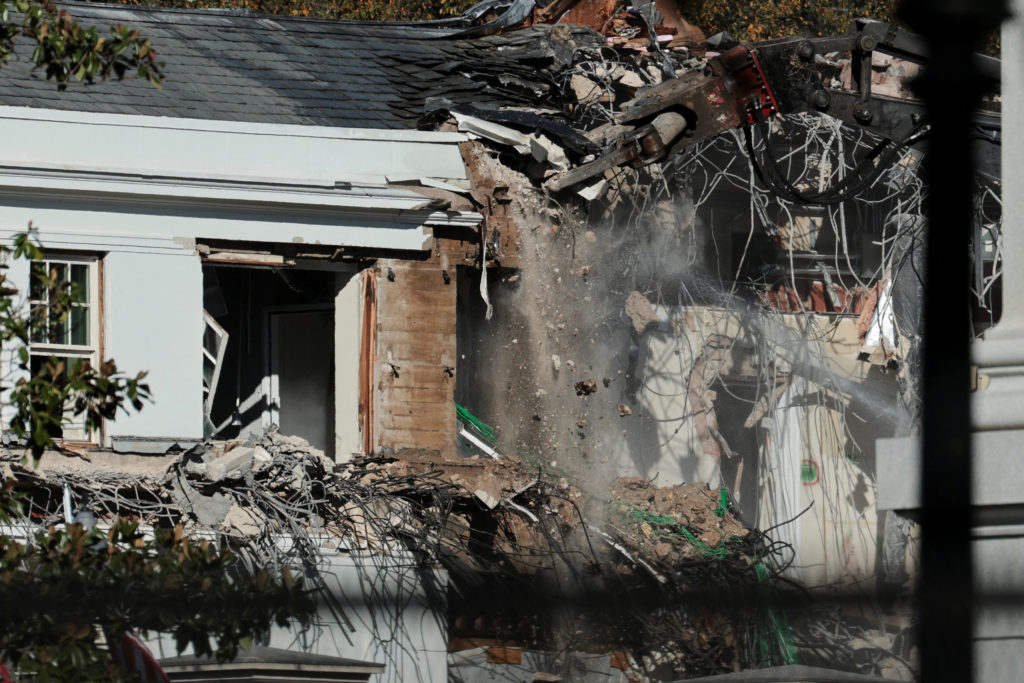Demolition of part of the East Wing of the White House in Washington continues