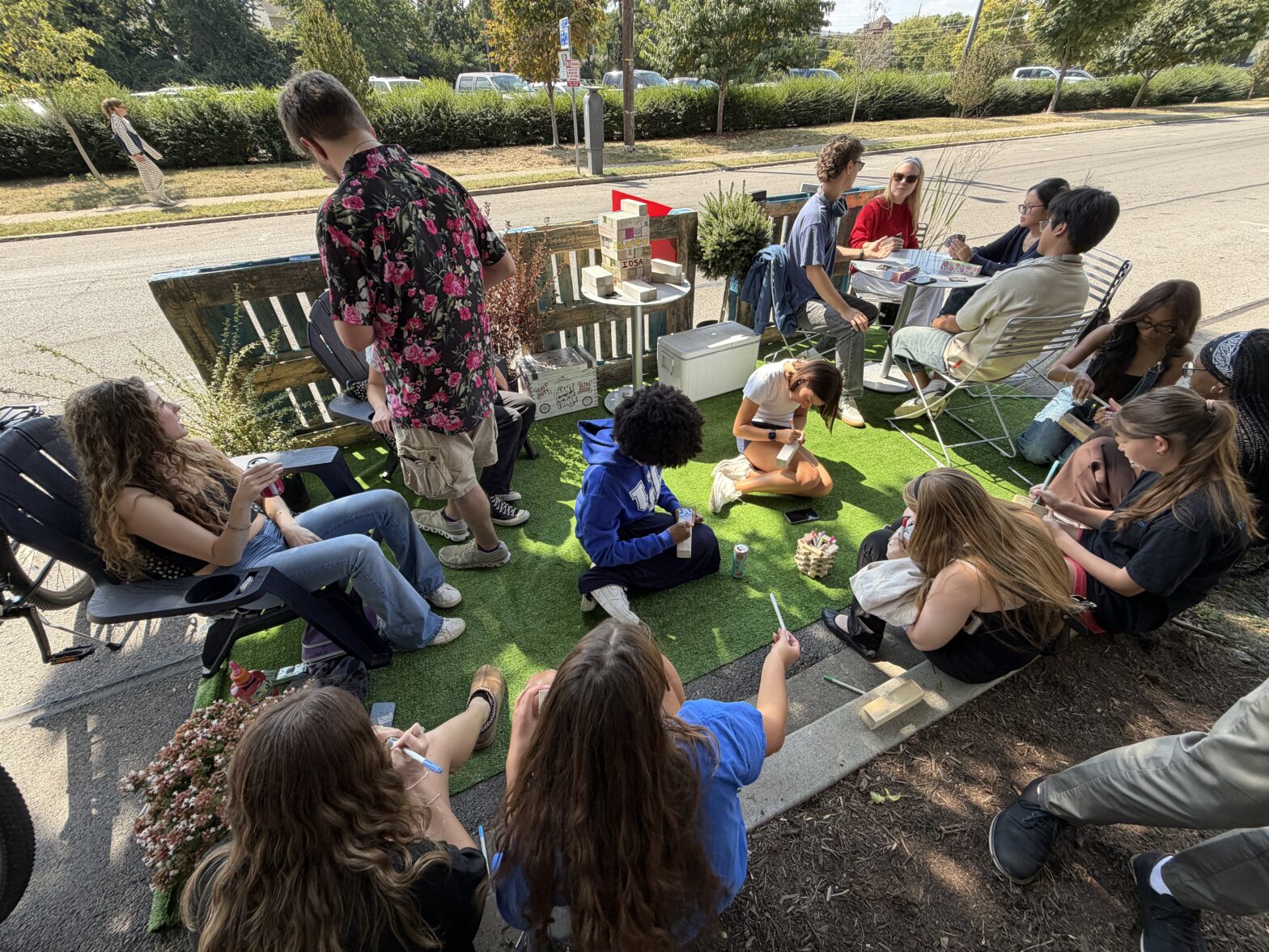 British students turn parking lot into pop-up park