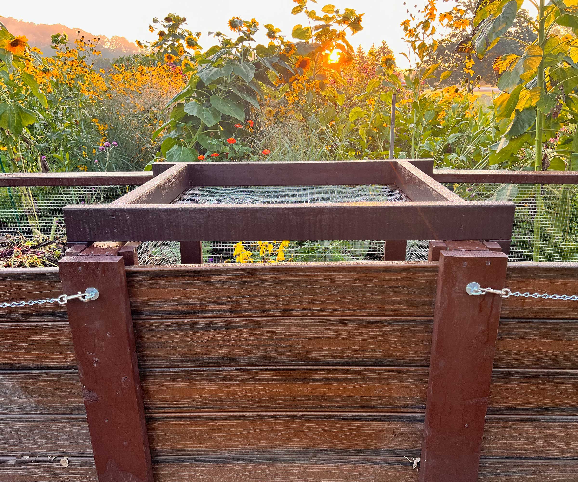 Wood compost container