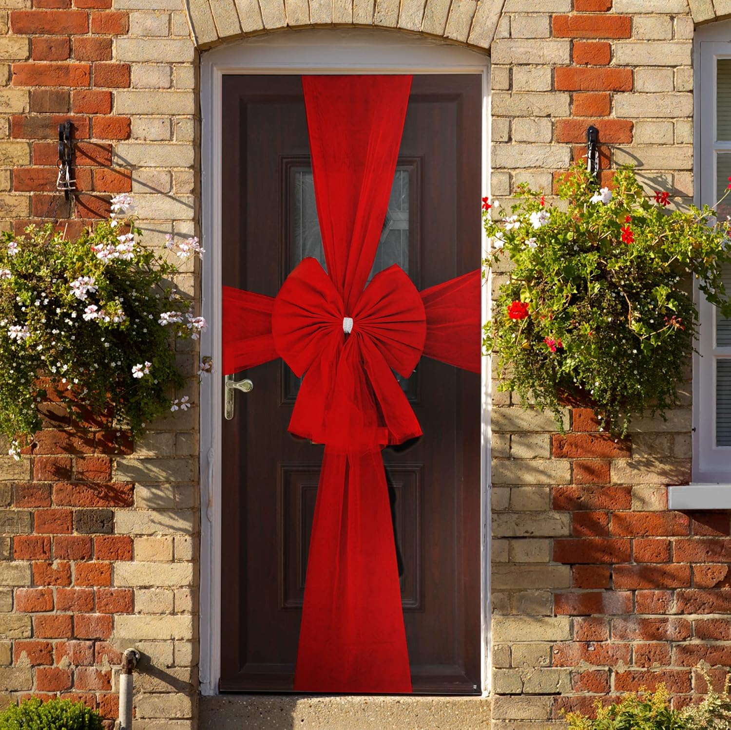 Christmas Door Bow - Large Red Decoration with Rhinestone Detail - Christmas Baby Shower Wedding Party - Home Decoration for the Festive Season