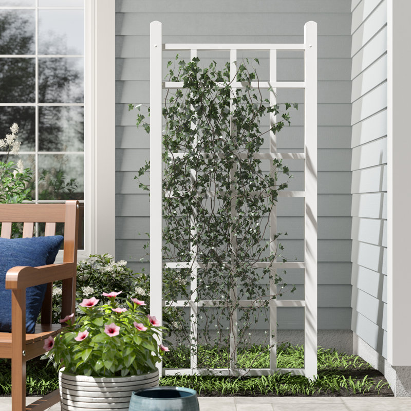 Winston Porter Dura-Trel Cottage 28x66 Inch Outdoor PVC Vinyl Patio Trellis with Anchors and Anchors Reviews | Wayfair