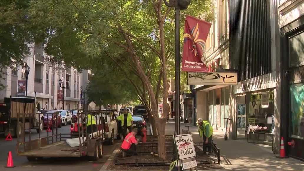 Work is underway to improve the streetscape of downtown Louisville